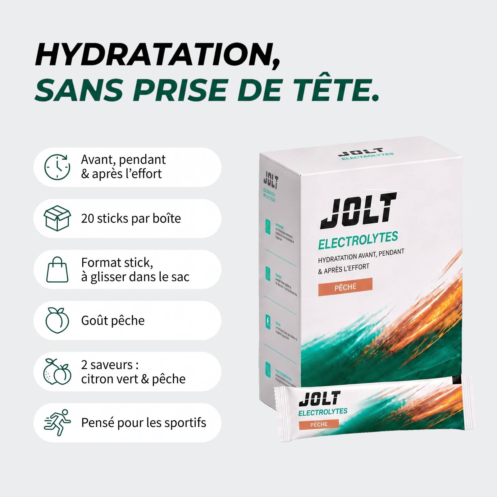 Electrolytes Pêche | 20 sticks