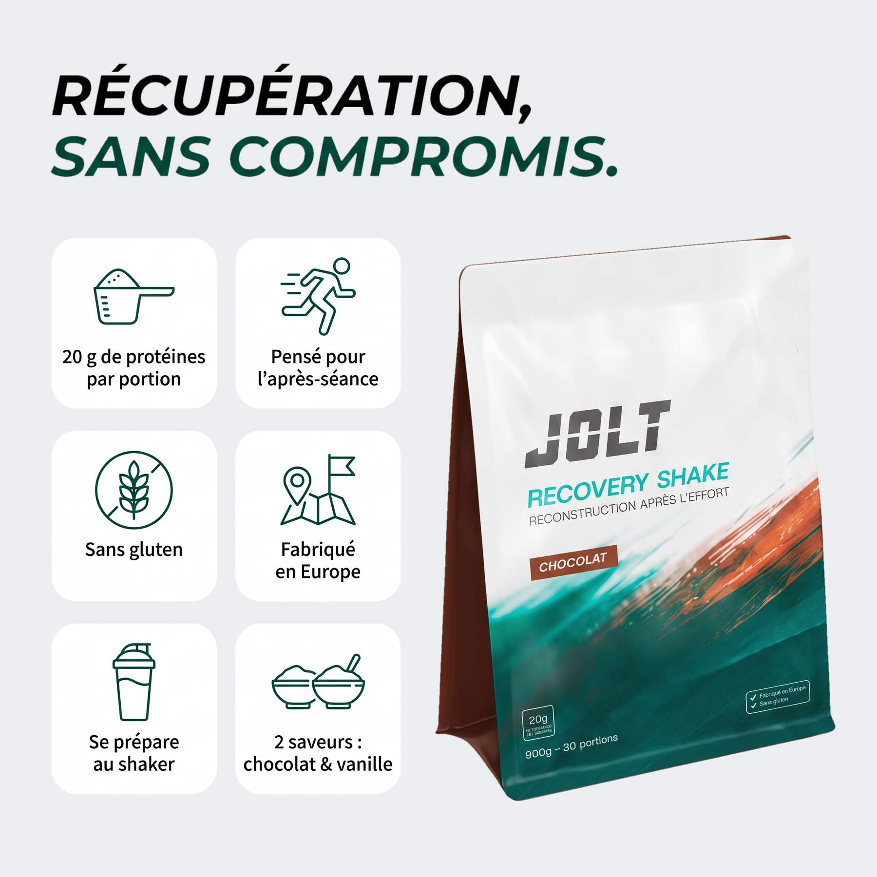 Recovery Shake Chocolat – Boisson protéinée